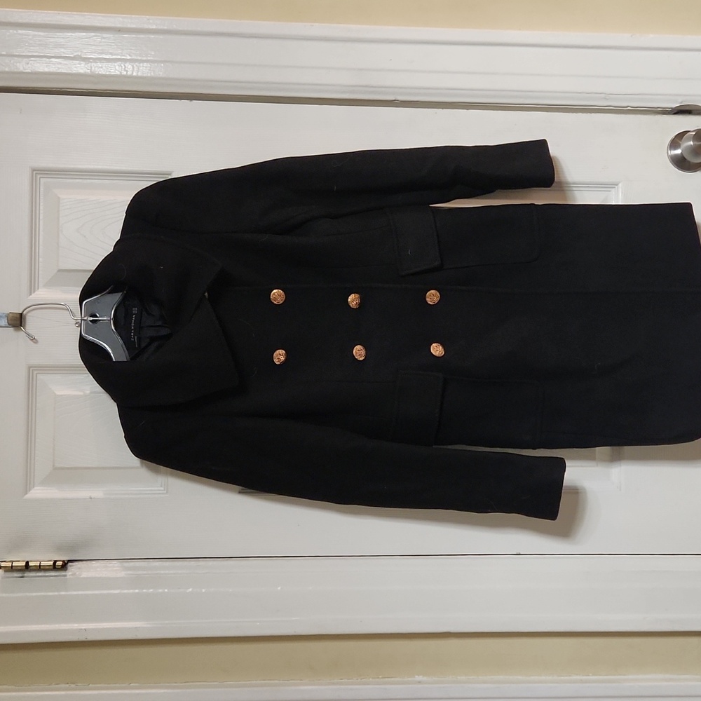 ZARA WOMAN Coat Elegant Black Double-Breasted Coat